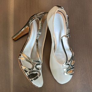 Maison Margiela Gold/Nude Leather Heels Pumps size 7